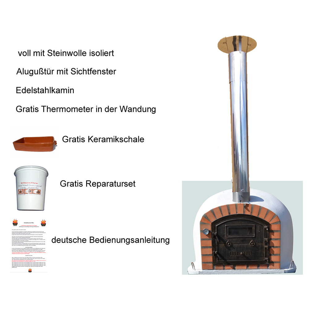 Steinbackofen weiss Perfetto AL 100x100, Gußtürl